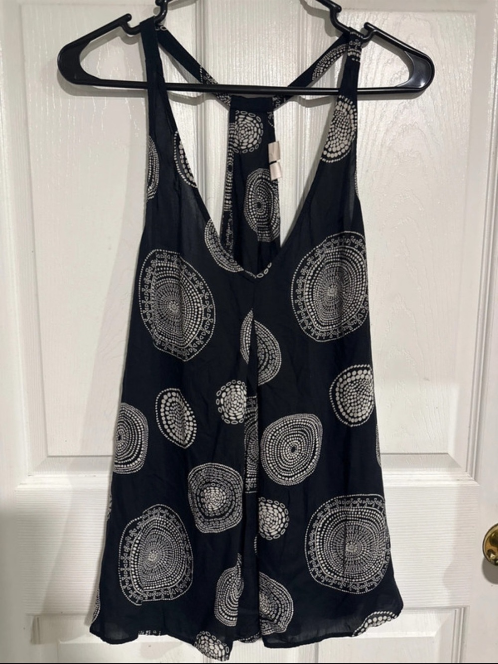 Melrose and Market Black Racerback Tank with White Circular Print
